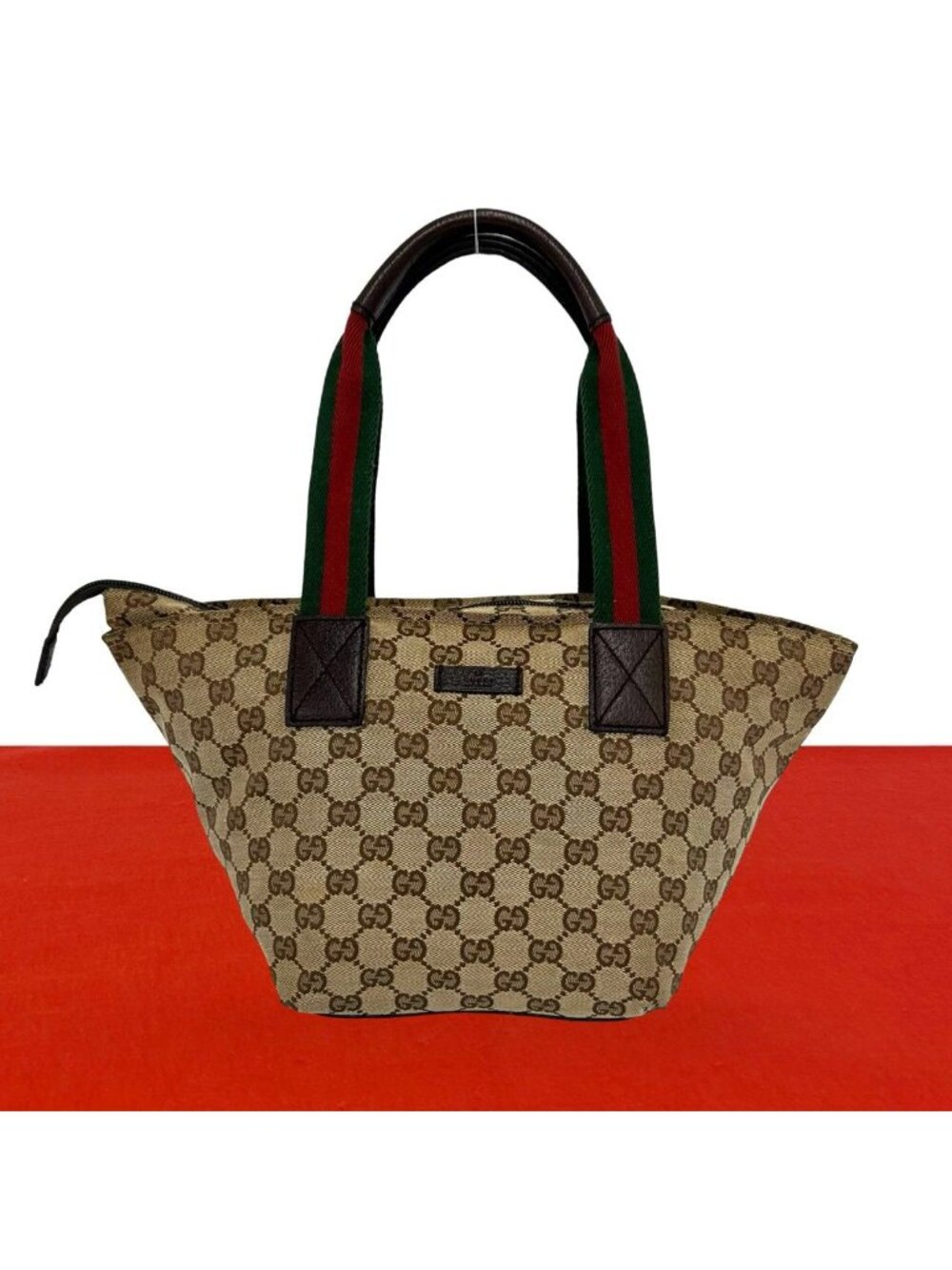 Gucci Sherry Line GG Canvas Leather Mini Tote Boston Bag Brown